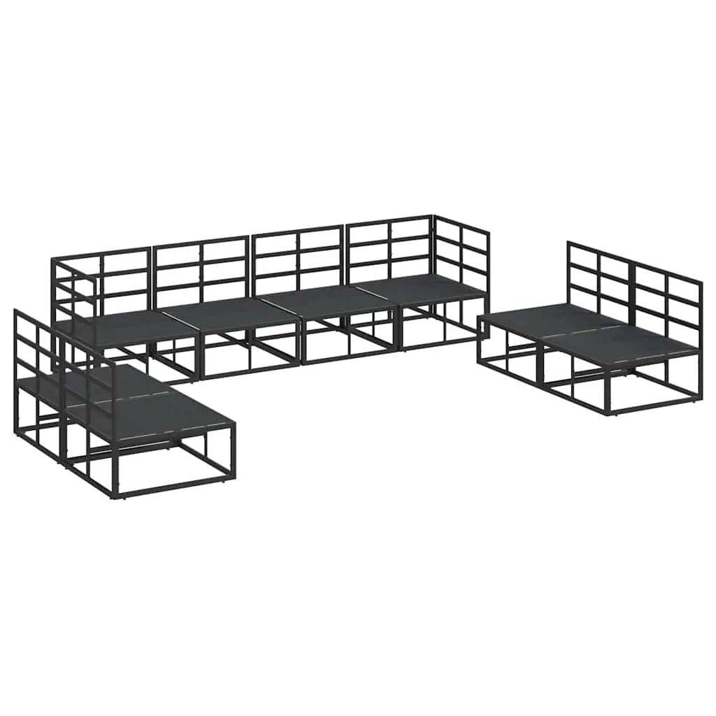 vidaXL vidaXL Garden Sofa Set with Cushion 8 pcs Black Aluminium - Garden Sofa Sets