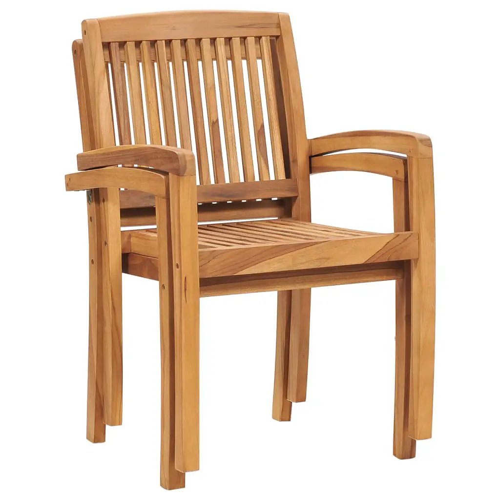 vidaXL vidaXL Stacking Garden Dining Chairs 2 pcs Solid Teak Wood - Garden Chairs