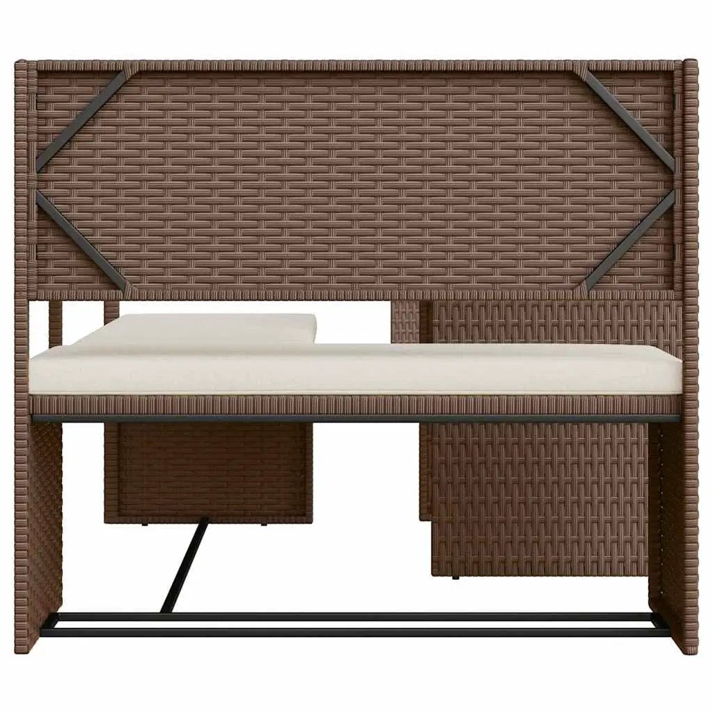 vidaXL vidaXL Garden Sofa with Table and Cushions L-Shaped Brown Poly Rattan - Garden Sofa Sets