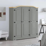 vidaXL vidaXL Wardrobe Mexican Pine Corona Range 3 Doors Grey - Wardrobe