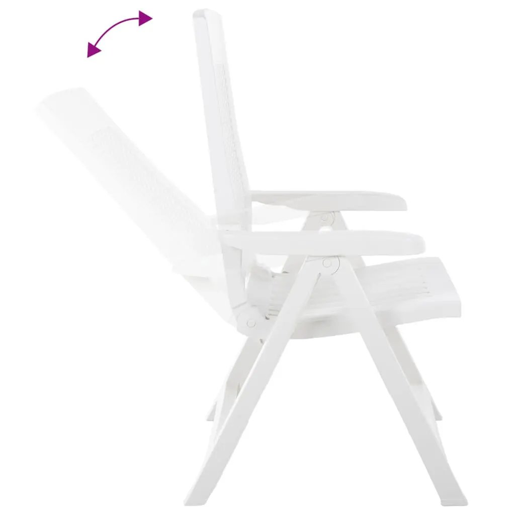 vidaXL vidaXL Garden Reclining Chairs 2 pcs Plastic White - Garden Chairs
