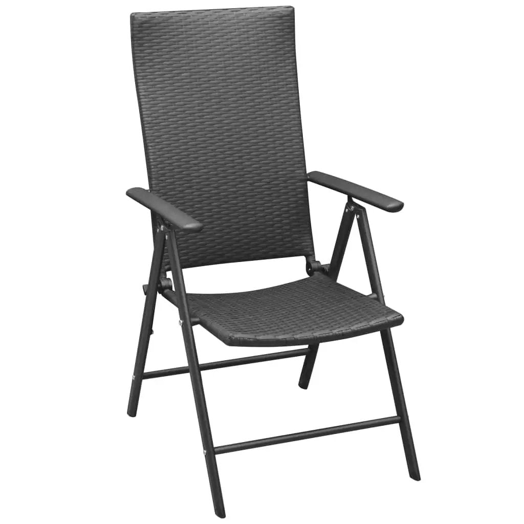 vidaXL vidaXL Stackable Garden Chairs 2 pcs Poly Rattan Black - Garden Chairs