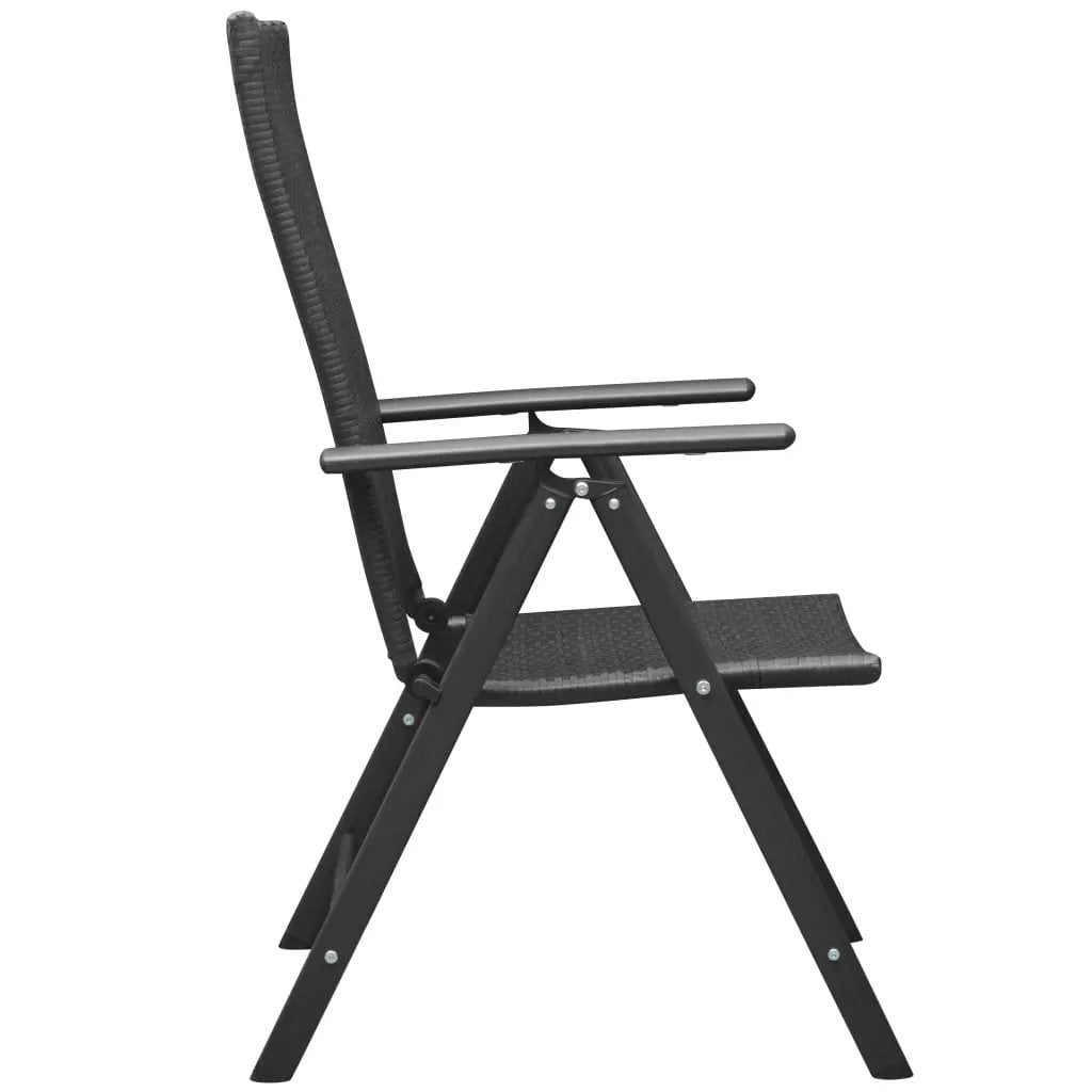 vidaXL vidaXL Stackable Garden Chairs 2 pcs Poly Rattan Black - Garden Chairs