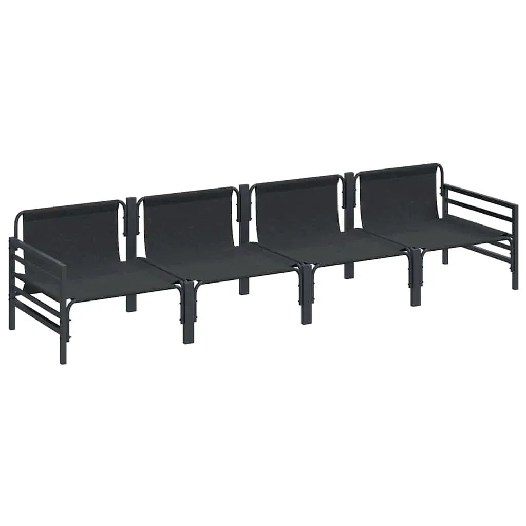 vidaXL vidaXL Garden Sofa Set with Cushion 4 pcs Black Steel - Garden Sofa Sets