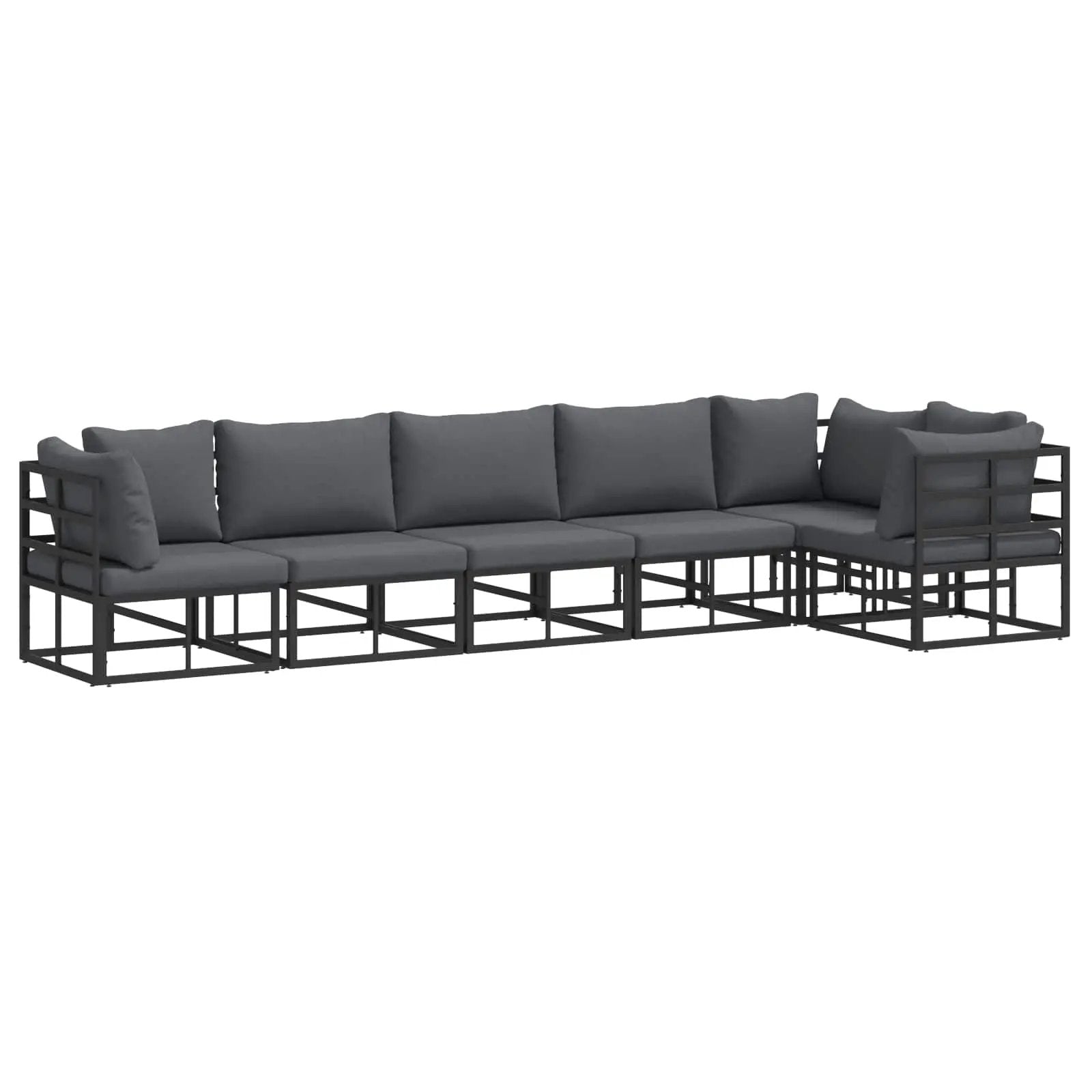 vidaXL vidaXL Garden Sofa Set with Cushion 6 pcs Black Aluminium - Garden Sofa Sets