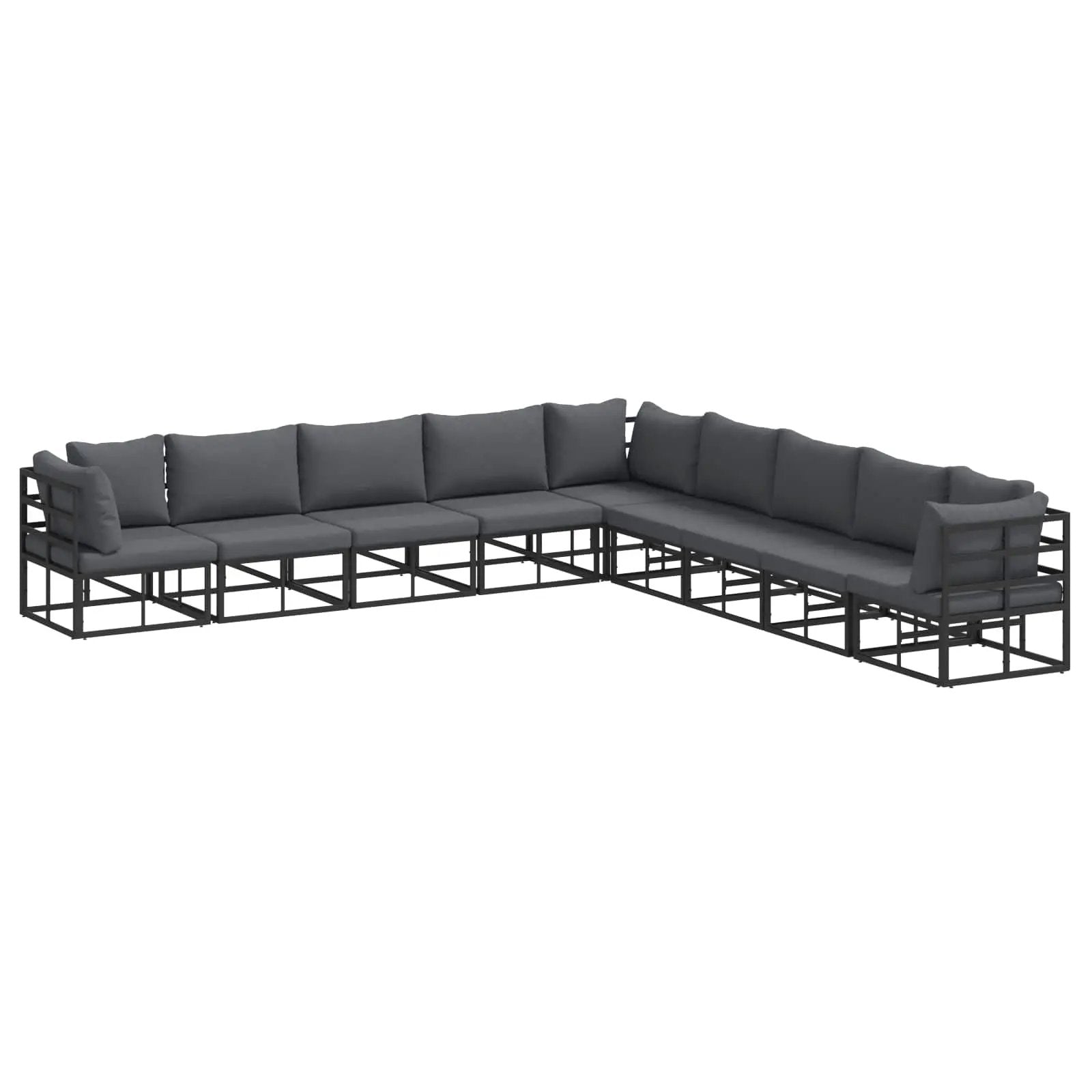 vidaXL vidaXL Garden Sofa Set with Cushion 9 pcs Black Aluminium - Garden Sofa Sets