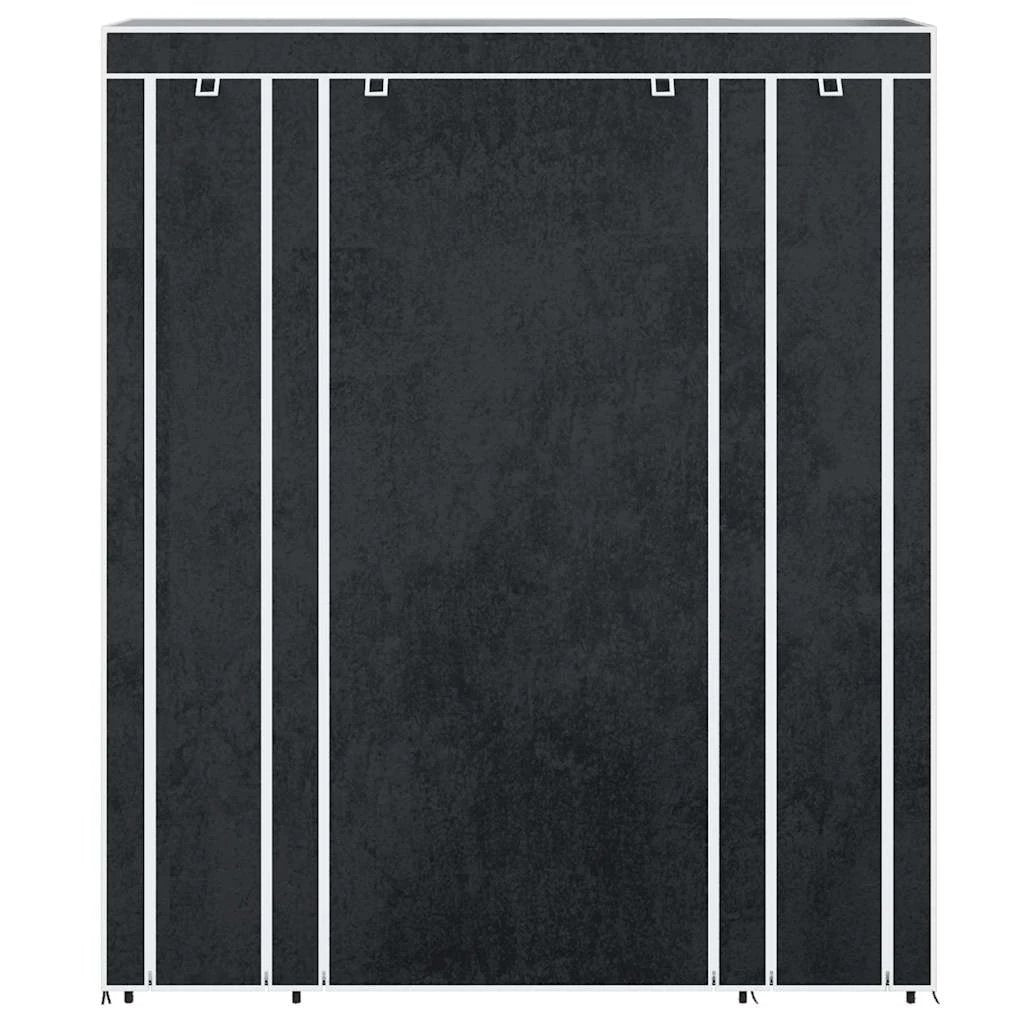 vidaXL vidaXL Fabric Wardrobe with Compartments and Rods 45x150x176 cm Black - Wardrobe