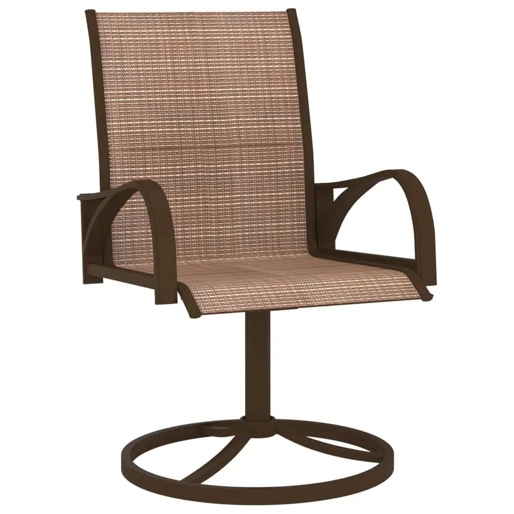 vidaXL vidaXL Garden Swivel Chairs 2 pcs Textilene and Steel Brown - Garden Chairs
