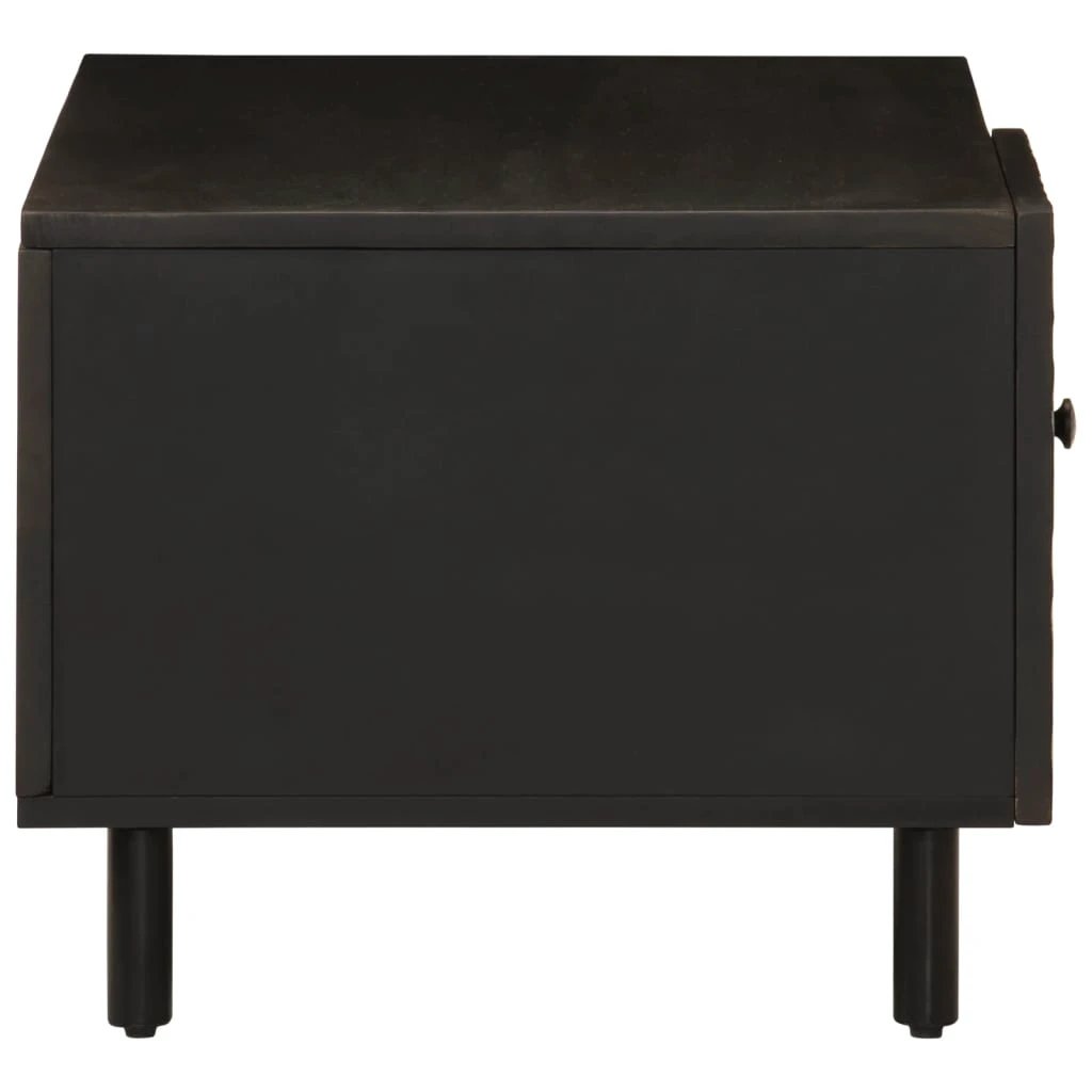 VidaXL Coffee Table 80x50x40 cm Solid Mango Wood With Black Frame And Storage Shelf For Living Room by vidaXL