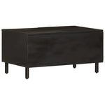 VidaXL Coffee Table 80x50x40 cm Solid Mango Wood With Black Frame And Storage Shelf For Living Room by vidaXL
