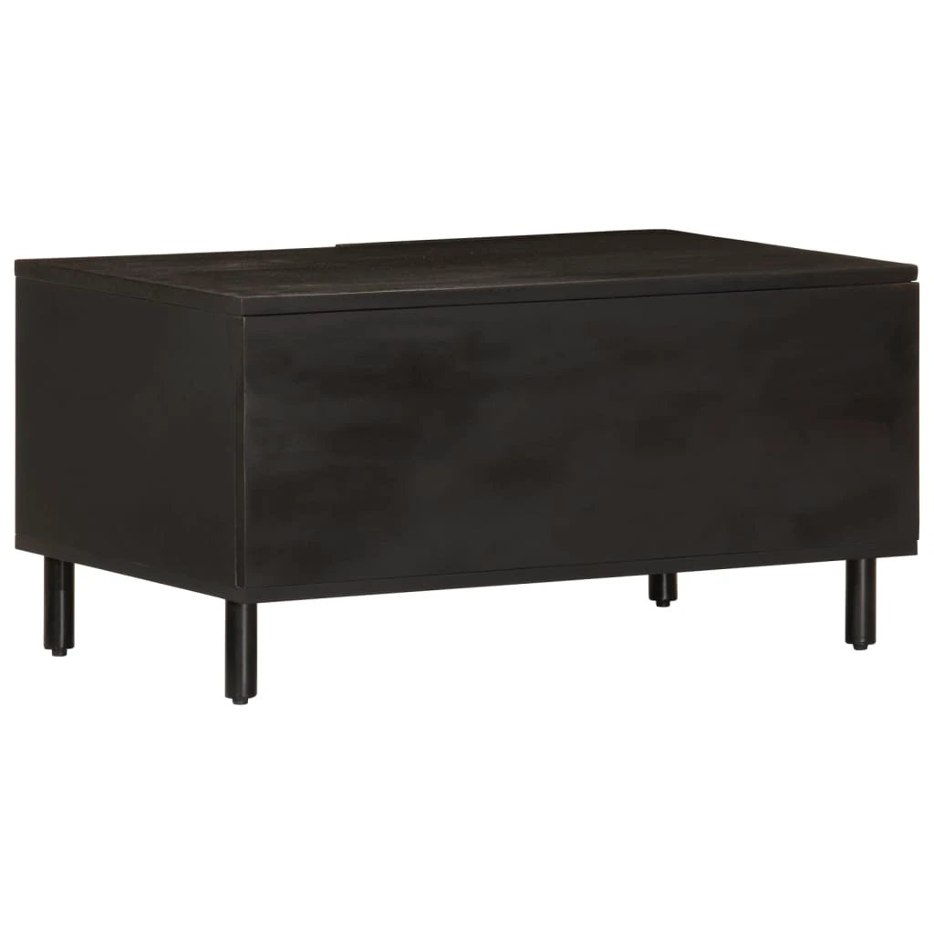 VidaXL Coffee Table 80x50x40 cm Solid Mango Wood With Black Frame And Storage Shelf For Living Room by vidaXL