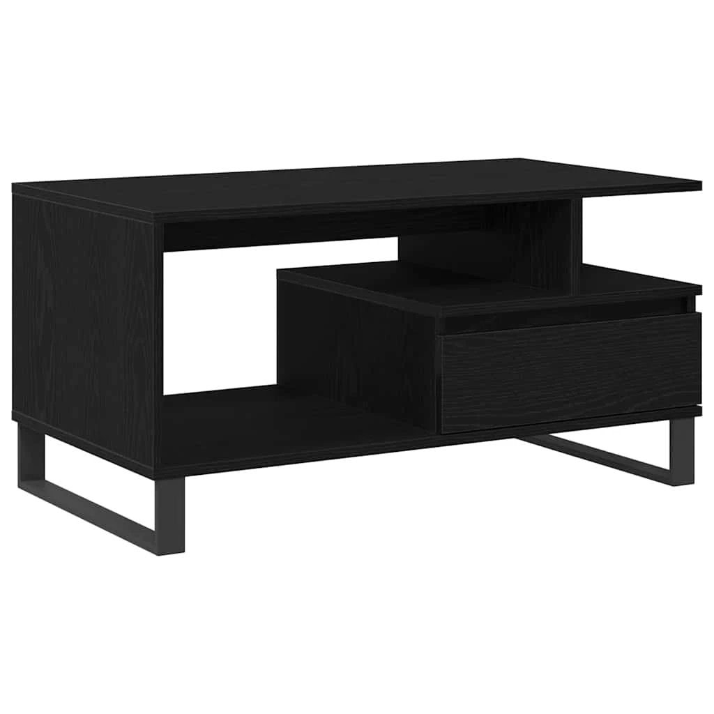 VidaXL Coffee Table 90 x 49 x 45 cm Black Oak Engineered Wood Modern Minimalist Living Room by vidaXL