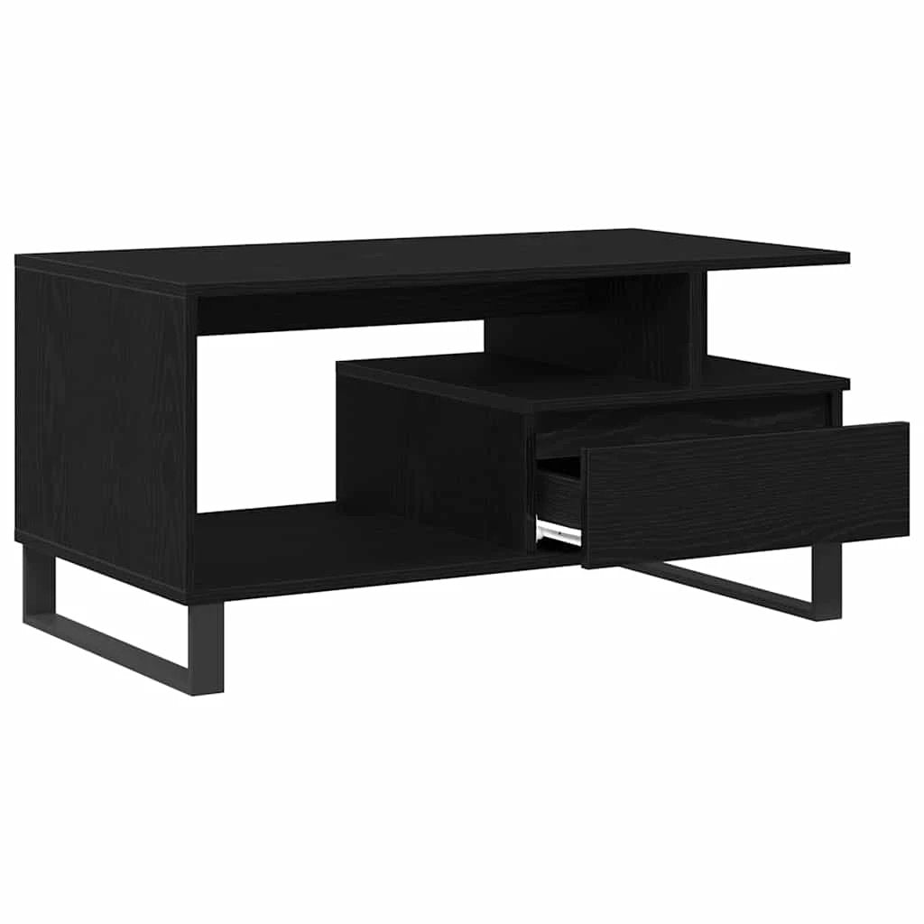 VidaXL Coffee Table 90 x 49 x 45 cm Black Oak Engineered Wood Modern Minimalist Living Room by vidaXL