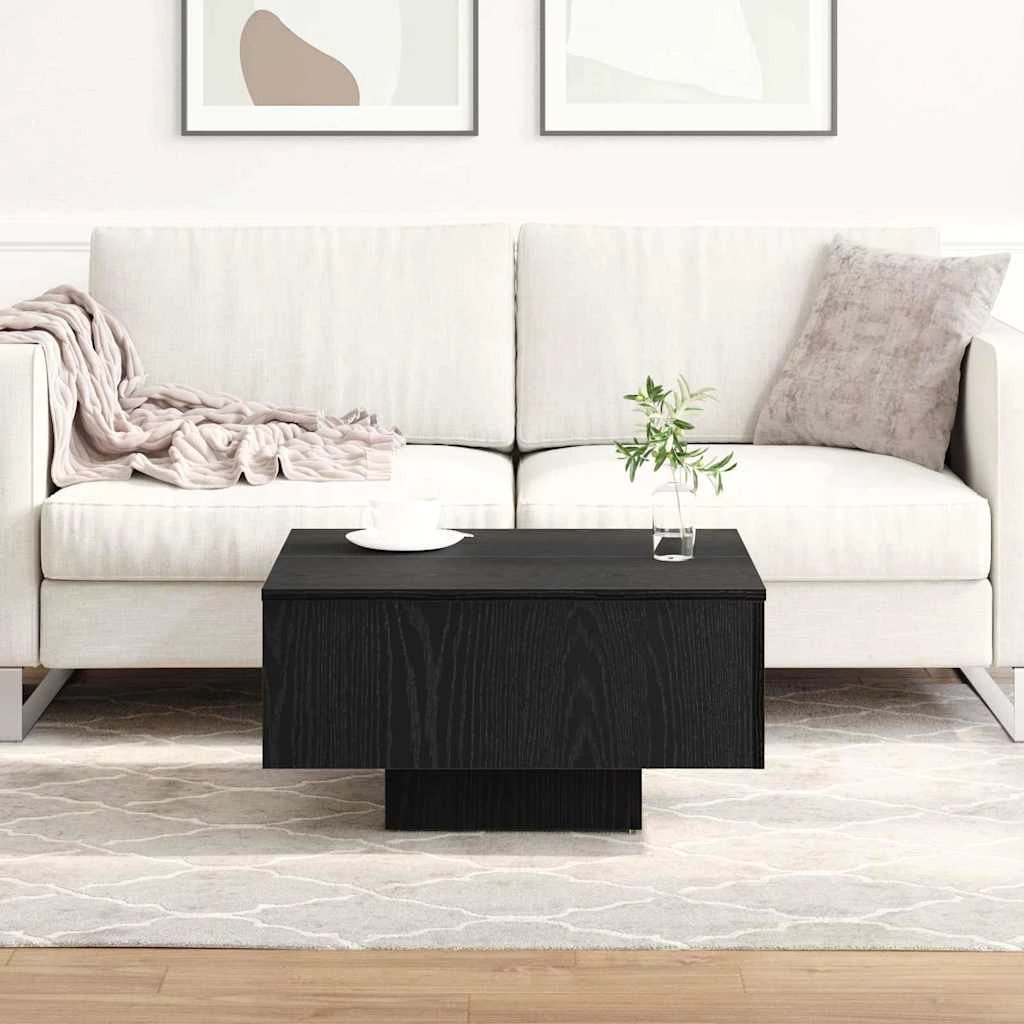 vidaXL VidaXL Coffee Table 60x60x31.5 cm Black Oak Engineered Wood Minimalist Contemporary Living Room Decor - Coffee Table