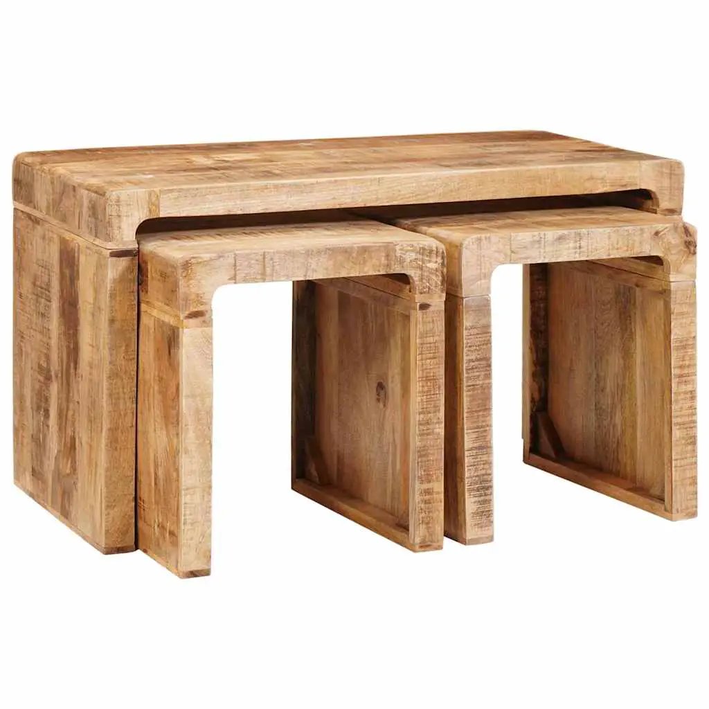 vidaXL vidaXL Nesting Table 3 pcs Brown Solid Mango Wood - Nest of Tables