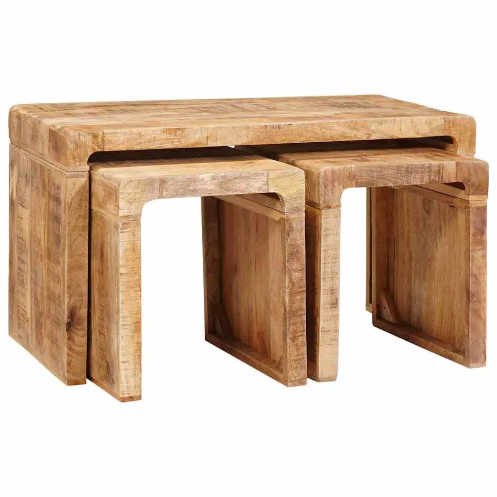 vidaXL vidaXL Nesting Table 3 pcs Brown Solid Mango Wood - Nest of Tables