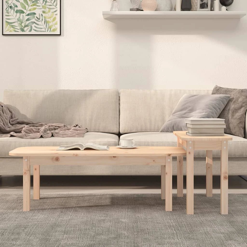 vidaXL VidaXL Pine Coffee Table Set 2-Piece Rustic Home - Coffee Table