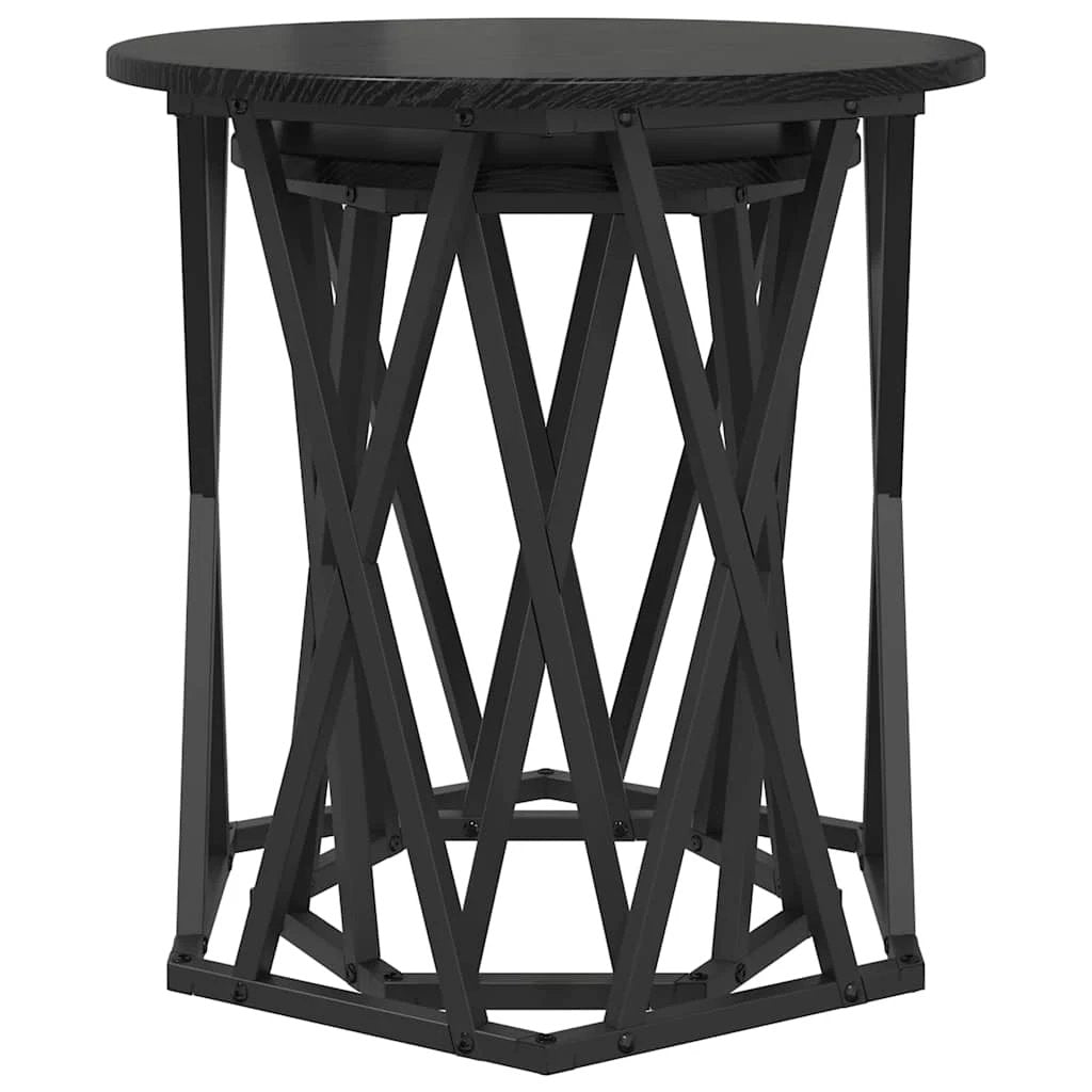 vidaXL VidaXL Round Coffee Tables 2pc Oak Steel Modern - Coffee Table