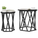 vidaXL VidaXL Round Coffee Tables 2pc Oak Steel Modern - Coffee Table