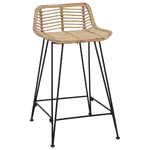 vidaXL vidaXL Bar Stool 2 pcs Natural 44 x 45 x 76 cm Rattan and Steel - Bar Stool