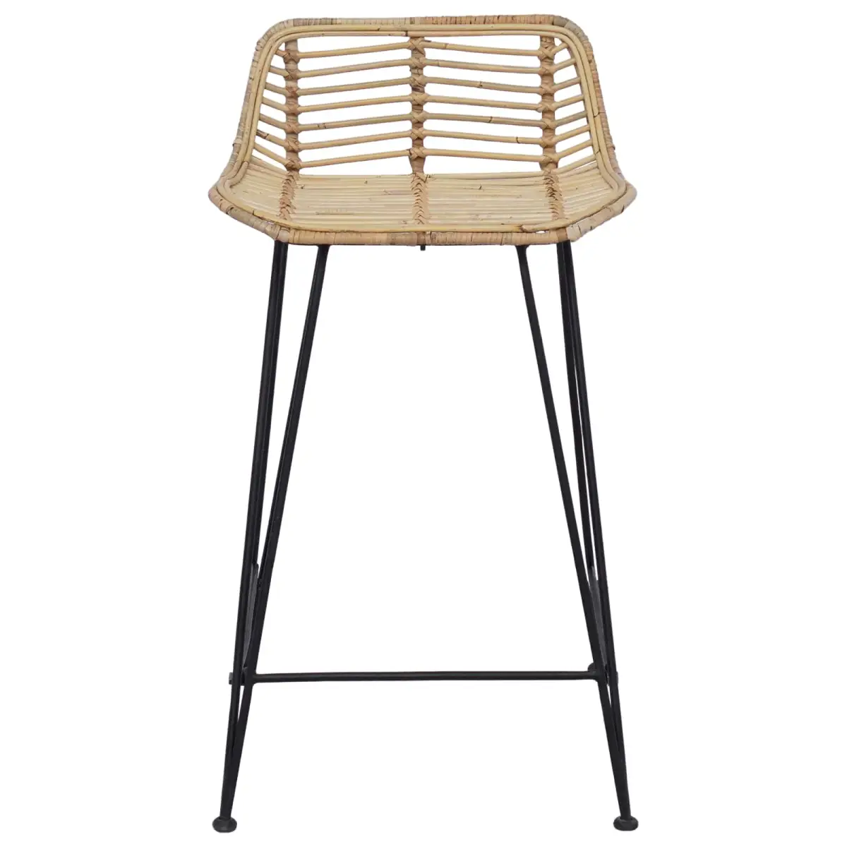 vidaXL vidaXL Bar Stool 2 pcs Natural 44 x 45 x 76 cm Rattan and Steel - Bar Stool