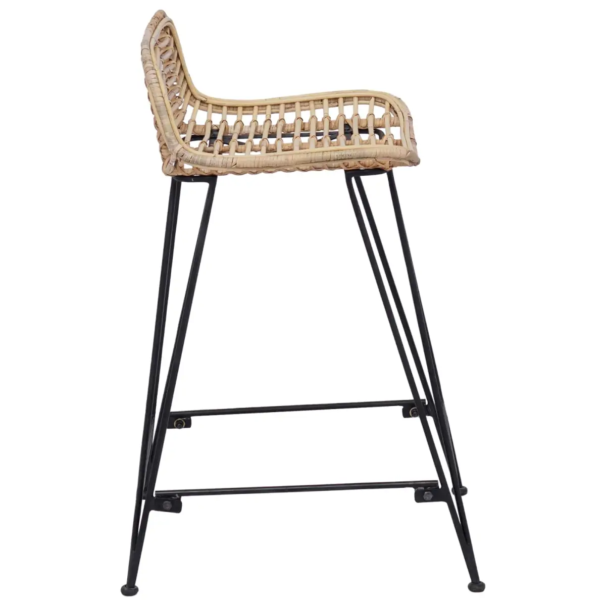 vidaXL vidaXL Bar Stool 2 pcs Natural 44 x 45 x 76 cm Rattan and Steel - Bar Stool