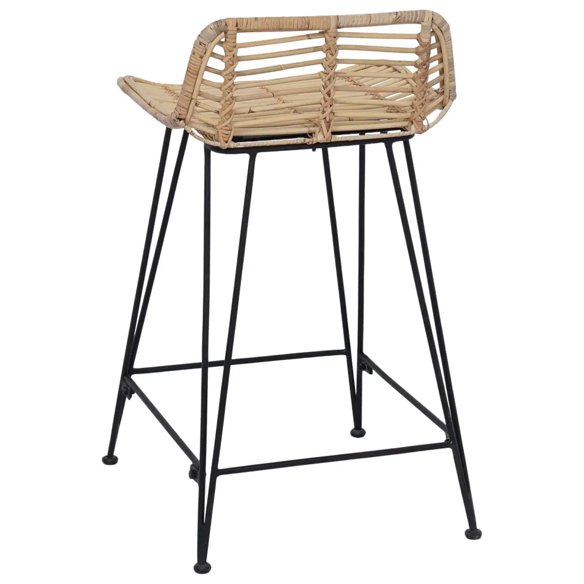 vidaXL vidaXL Bar Stool 2 pcs Natural 44 x 45 x 76 cm Rattan and Steel - Bar Stool