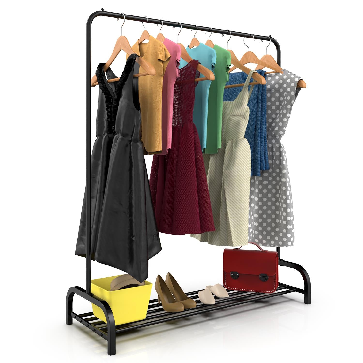 Vinsani Freestanding Clothes Rail And Shoe Rack 120cm Wide Multifunctional Hallway Organizer - Vinsani - Home Symphony