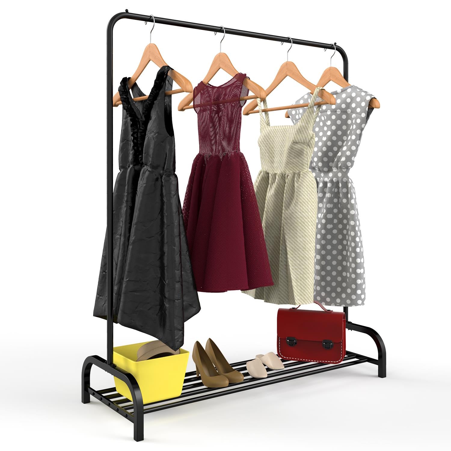 Vinsani Freestanding Clothes Rail And Shoe Rack 120cm Wide Multifunctional Hallway Organizer - Vinsani - Home Symphony