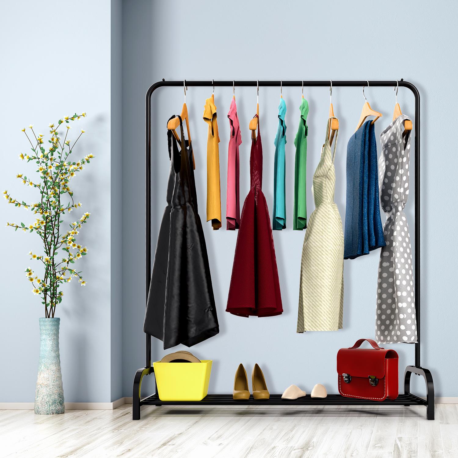Vinsani Freestanding Clothes Rail And Shoe Rack 120cm Wide Multifunctional Hallway Organizer - Vinsani - Home Symphony
