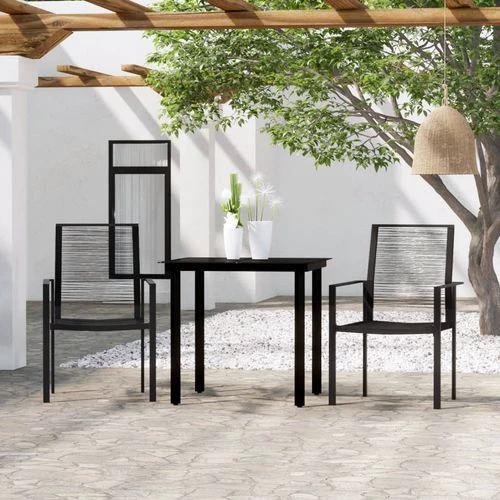 vidaXL vidaXL 3 Piece Garden Dining Set 80x80x74 cm with Powder-Coated Steel Frame and Water-Resistant PVC Rattan Chairs for Outdoor Use - Garden Set