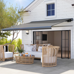 Outsunny Electric Awning 6 Ft Wide Remote Control Outdoor Shade for Doorways and Windows by Outsunny