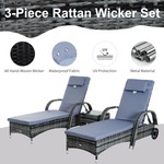 Outsunny Outsunny 3 Piece Sun Lounger Set With Cushions 5 Position Adjustable Outdoor Patio - Sun Lounger