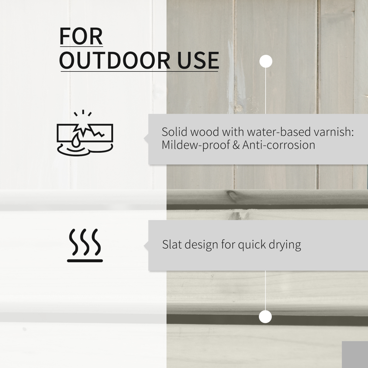 Outsunny garden planter bench with dual raised planters for flowers and herbs on a weatherproof wooden slat design.