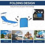Outsunny Reclining Chair Folding Lounger Seat Sun Shade Awning Beach Garden - Sun Lounger
