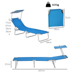 Outsunny Reclining Chair Folding Lounger Seat Sun Shade Awning Beach Garden - Sun Lounger