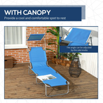 Outsunny Reclining Chair Folding Lounger Seat Sun Shade Awning Beach Garden - Sun Lounger