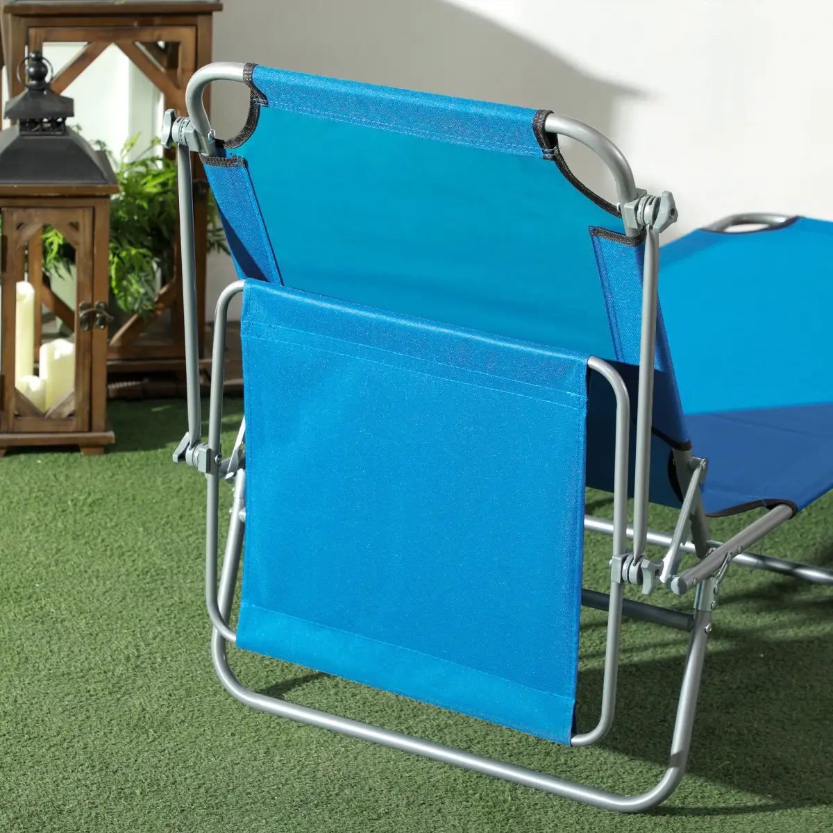 Outsunny Reclining Chair Folding Lounger Seat Sun Shade Awning Beach Garden - Sun Lounger
