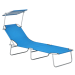 Outsunny Reclining Chair Folding Lounger Seat Sun Shade Awning Beach Garden - Sun Lounger