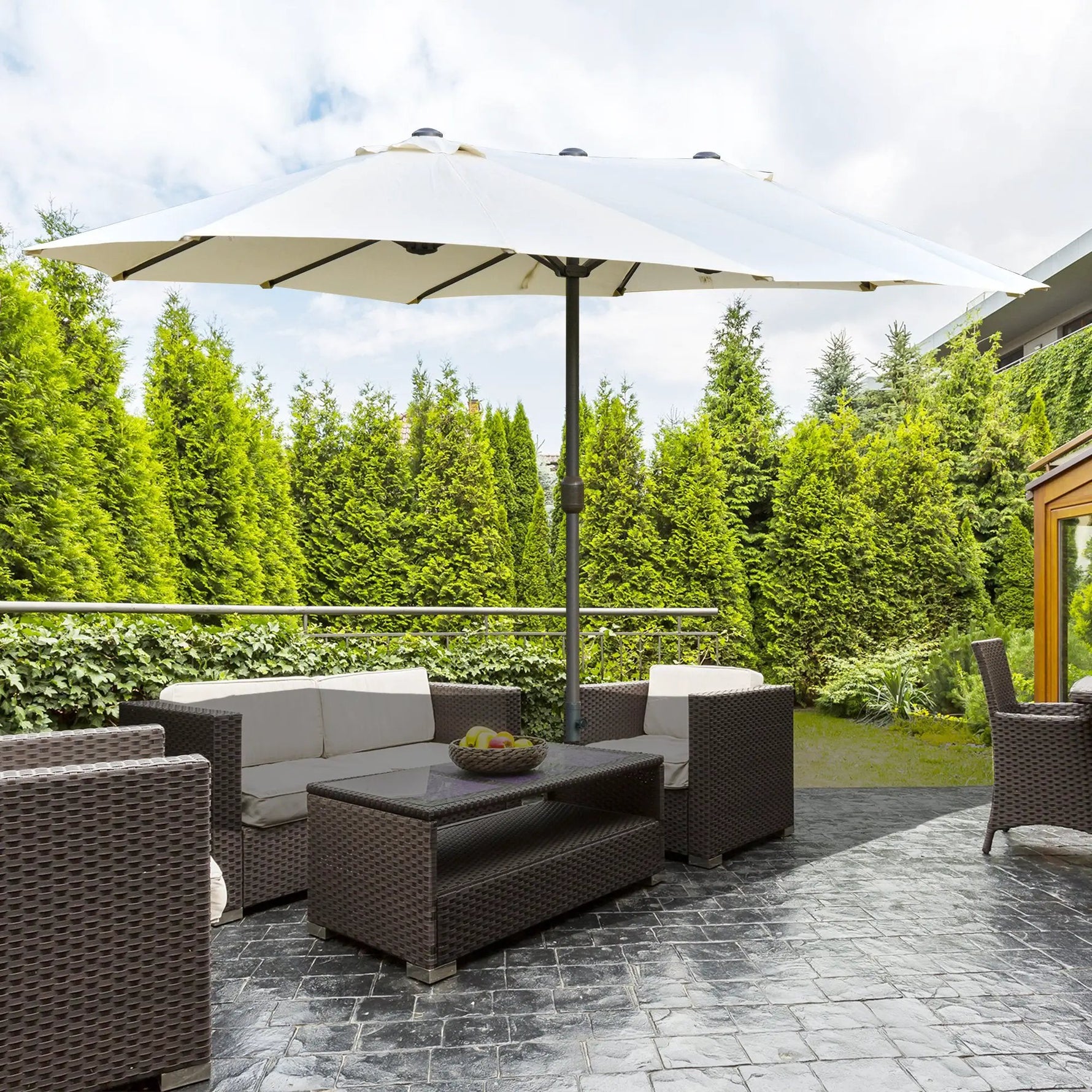 Outsunny 4.6m Garden Parasol Double-Sided Sun Umbrella Market Shelter Canopy - Parasol