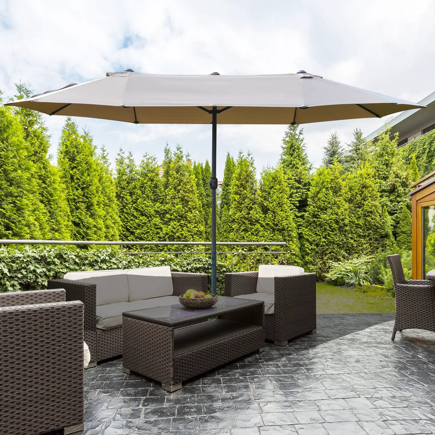 Outsunny 4.6m Garden Parasol Double-Sided Sun Umbrella Market Shelter Canopy - Parasol
