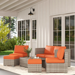 Outsunny Outsunny 6-Seater Rattan Outdoor Sofa Set With Coffee Tables Weatherproof PE Wicker Garden Patio - Coffee Table