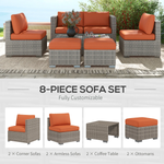 Outsunny Outsunny 6-Seater Rattan Outdoor Sofa Set With Coffee Tables Weatherproof PE Wicker Garden Patio - Coffee Table