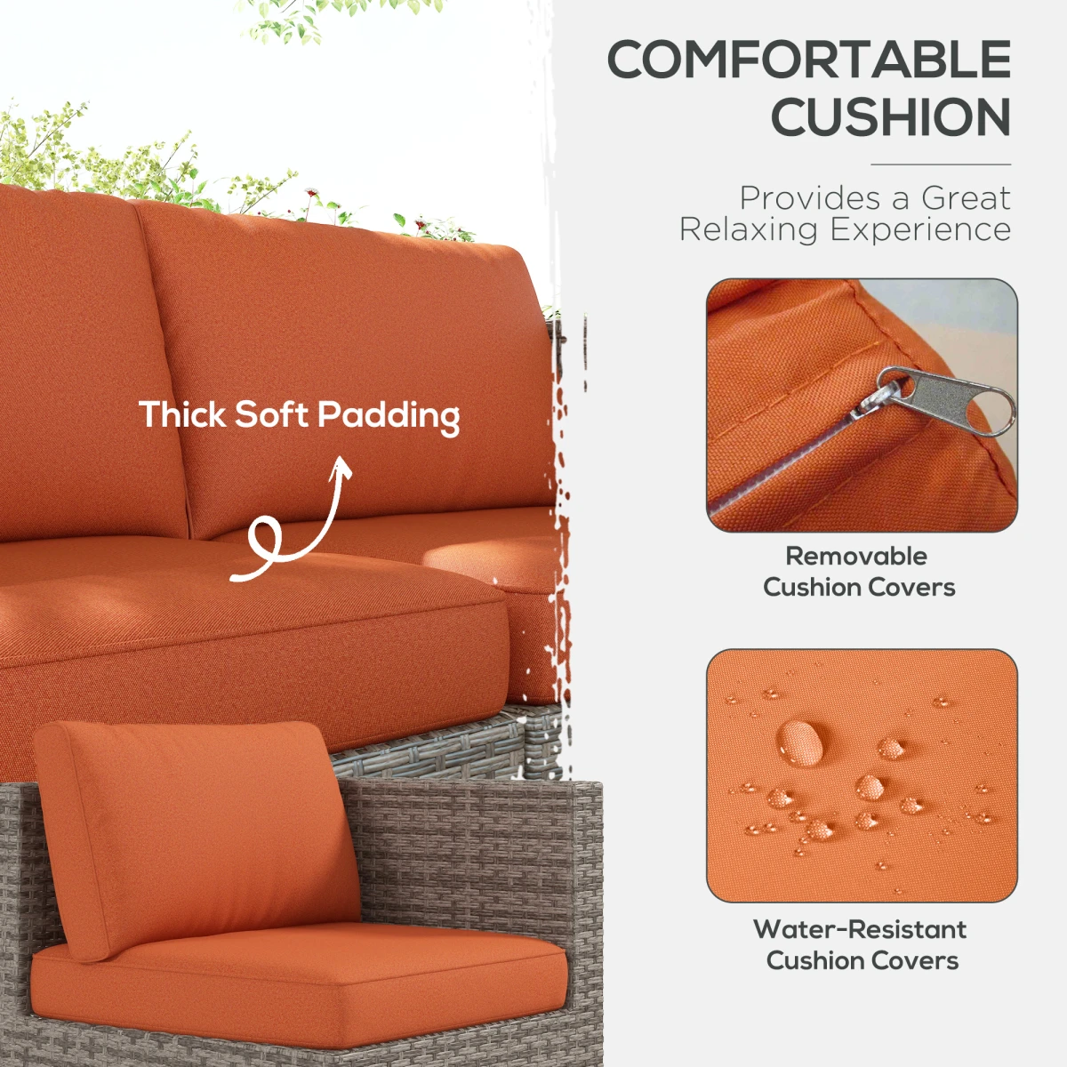 Outsunny 6-Seater Rattan Outdoor Sofa Set With Coffee Tables Weatherproof PE Wicker Garden Patio by Outsunny
