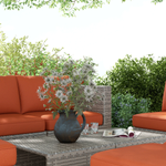 Outsunny 6-Seater Rattan Outdoor Sofa Set With Coffee Tables Weatherproof PE Wicker Garden Patio by Outsunny