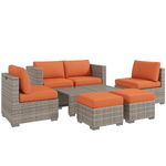 Outsunny Outsunny 6-Seater Rattan Outdoor Sofa Set With Coffee Tables Weatherproof PE Wicker Garden Patio - Coffee Table
