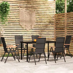 vidaXL vidaXL 5 Piece Garden Dining Set Black and Brown Poly Rattan - Garden Set