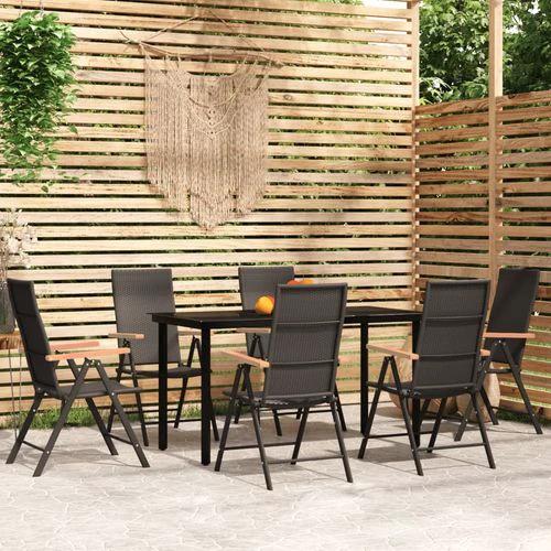 vidaXL vidaXL 5 Piece Garden Dining Set Black and Brown Poly Rattan - Garden Set