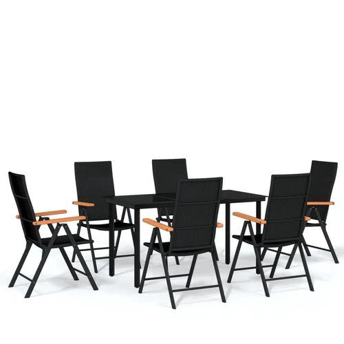 vidaXL 5 Piece Garden Dining Set Black and Brown Poly Rattan by vidaXL