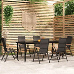vidaXL 5 Piece Garden Dining Set Black and Brown Poly Rattan by vidaXL